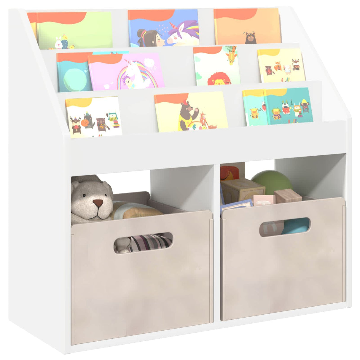 vidaXL Kinderboekenplank Wit 72,5 x 29,5 x 69 cm Bewerkt hout