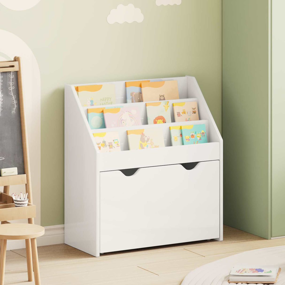 vidaXL Kinderboekenplank met lade Wit 60 x 29,5 x 69 cm Bewerkt hout