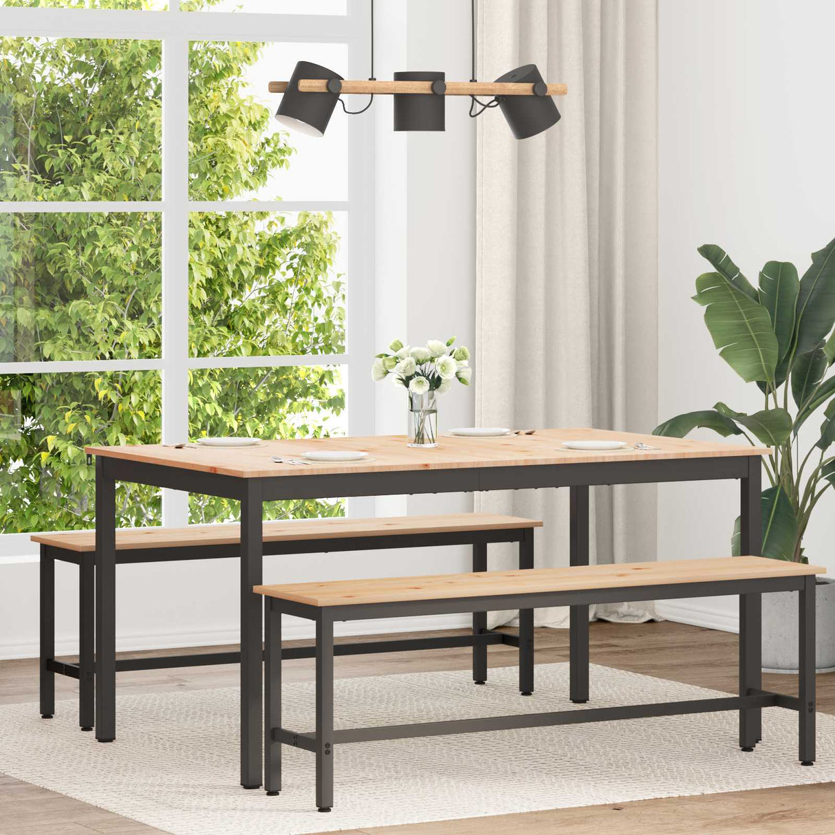 vidaXL Eettafel Naturel 200 x 100 x 75 cm Massief grenenhout