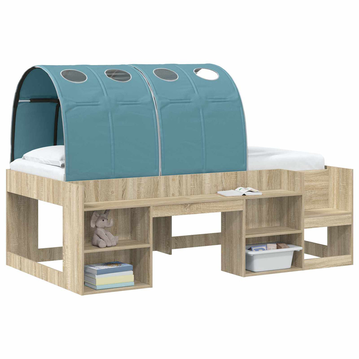 vidaXL Bed tunnel 2 pcs Light blue 211 x 67.5 x 2 cm Polyester
