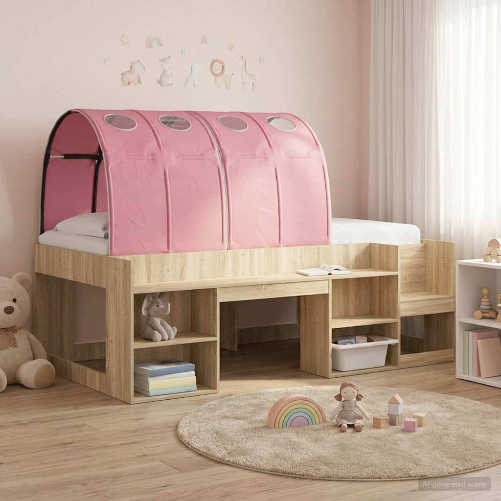 vidaXL Bed tunnel 2 pcs Light blue 211 x 67.5 x 2 cm Polyester