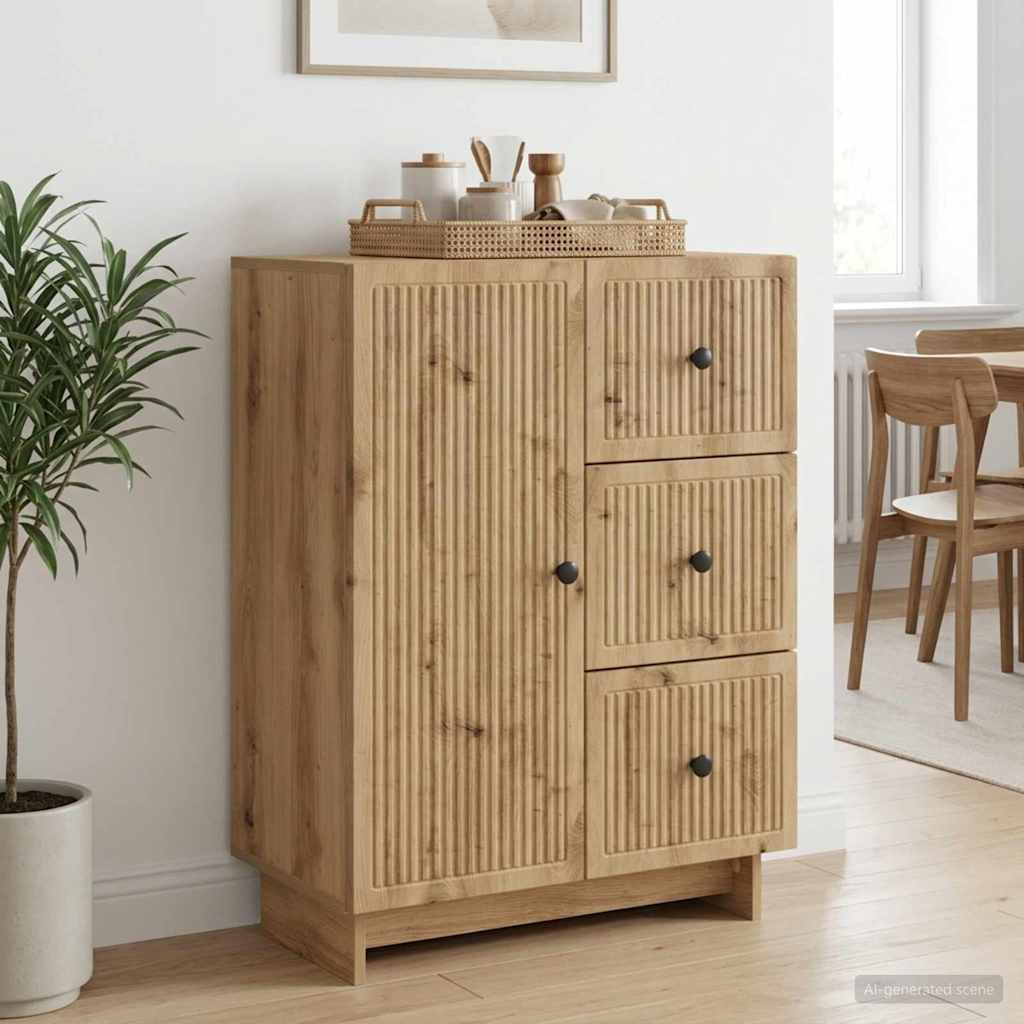vidaXL Sideboard with Drawer White 66 x 34.5 x 90 cm Engineered Wood