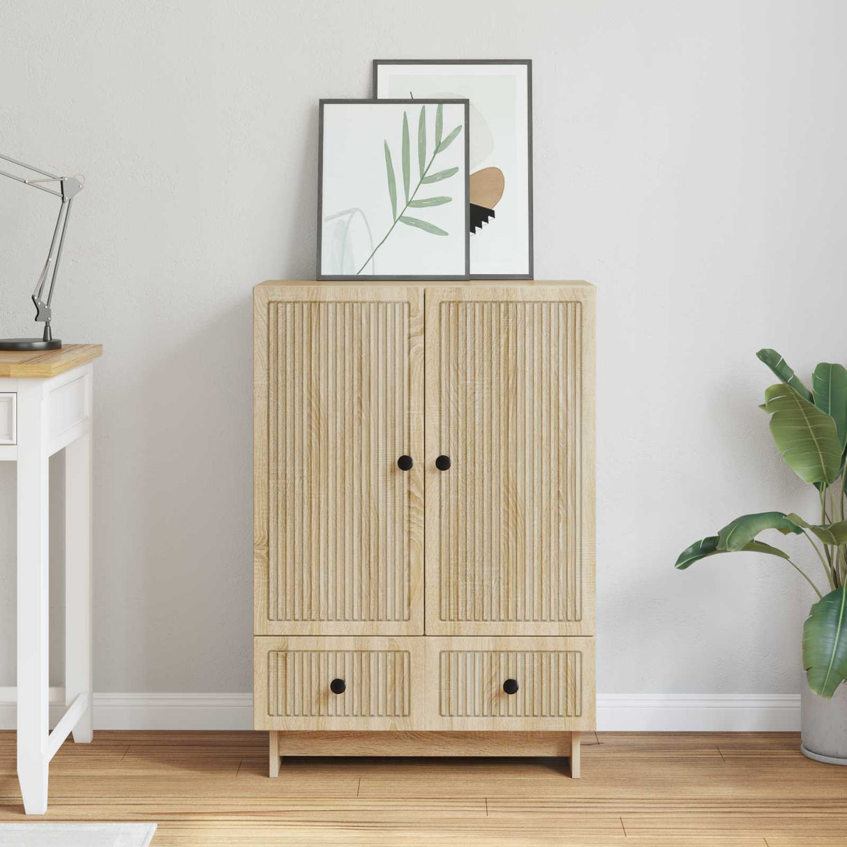 vidaXL Dressoir Wit 66 x 34,5 x 95 cm Geconstrueerd hout