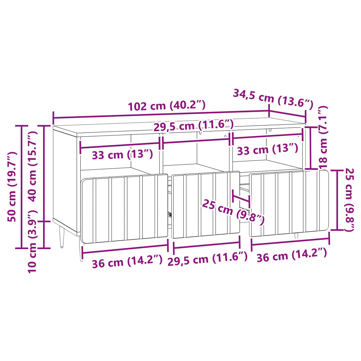 vidaXL TV Cabinet with Drawer White 102 x 34.5 x 50 cm Engineered Wood