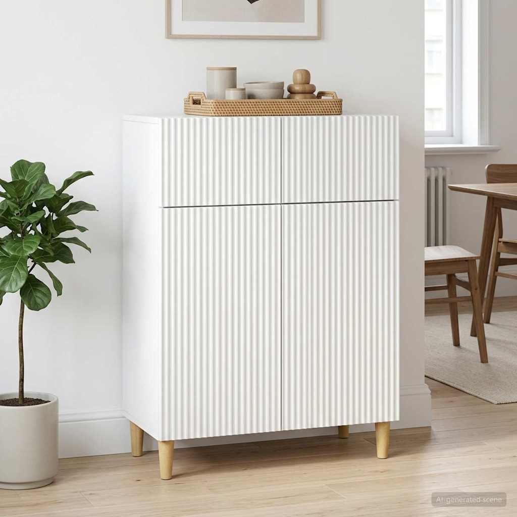 vidaXL Chest of Drawers with Drawer White 66 x 34.5 x 90 cm Engineered Wood