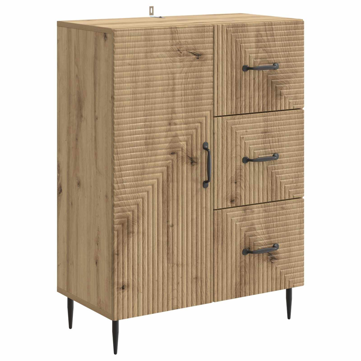vidaXL Sideboard with Drawer Black 66 x 34.5 x 89.5 cm Engineered Wood