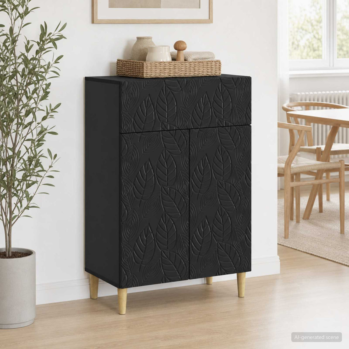 vidaXL Sideboard Black 66 x 34.5 x 90 cm Engineered Wood