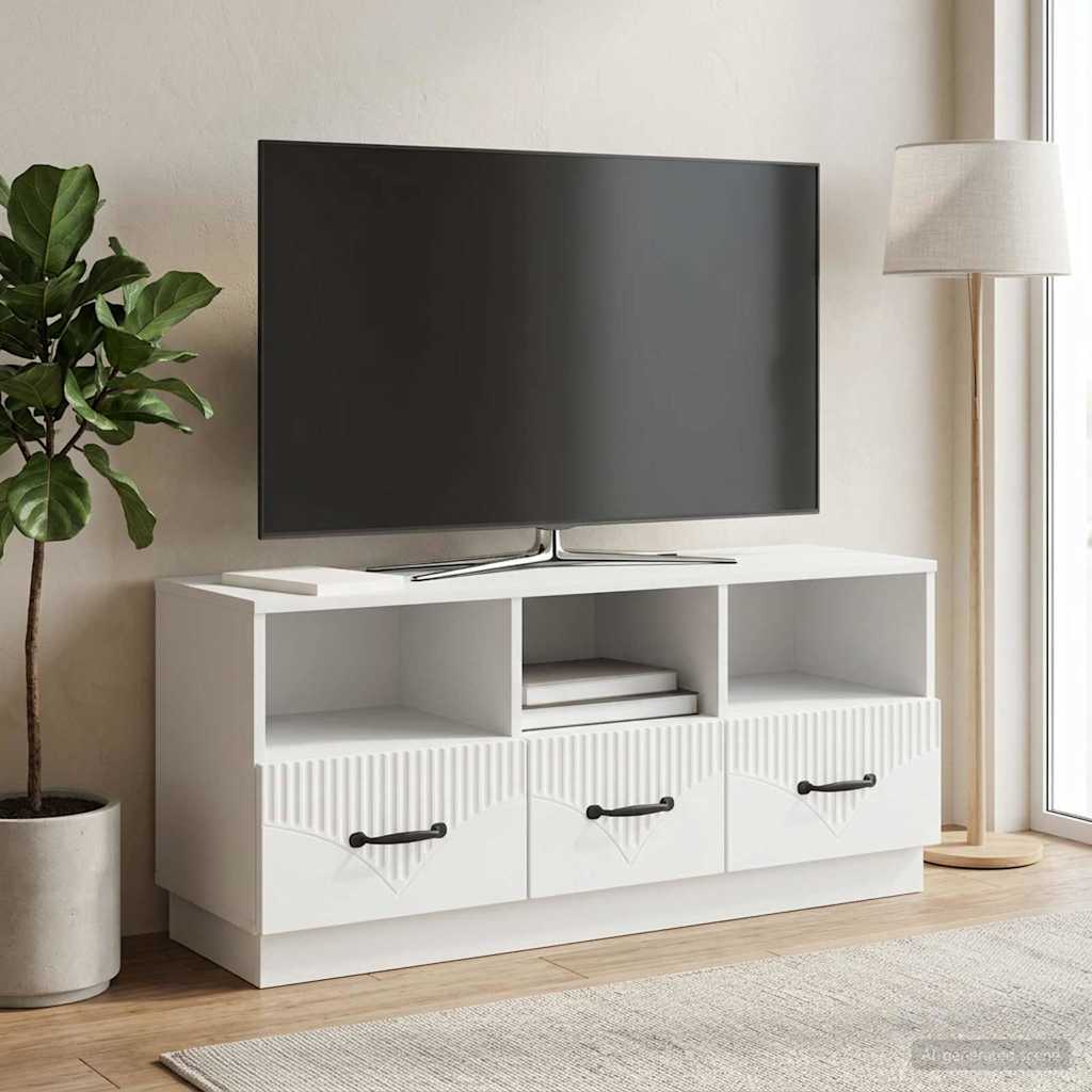 vidaXL TV Cabinet with Drawer White 102x34.5x47 cm Engineered Wood