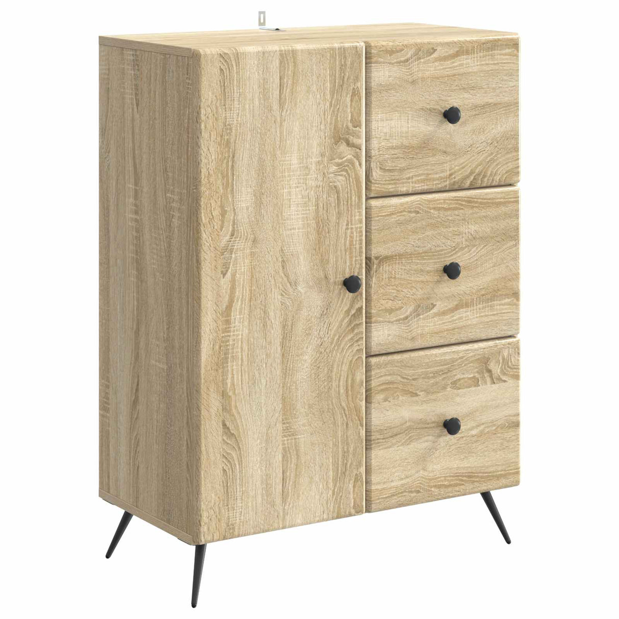 vidaXL Sideboard with drawer Black 66 x 34.5 x 90 cm Engineered wood