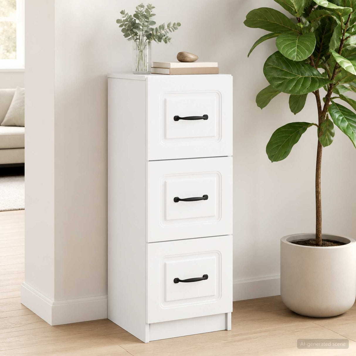 vidaXL Chest of Drawers White 33x34.5x87 cm Engineered Wood