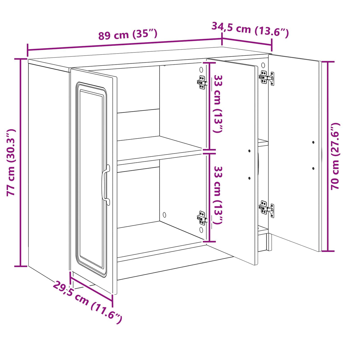 vidaXL Dressoir Wit 89 x 34,5 x 77 cm Bewerkt hout