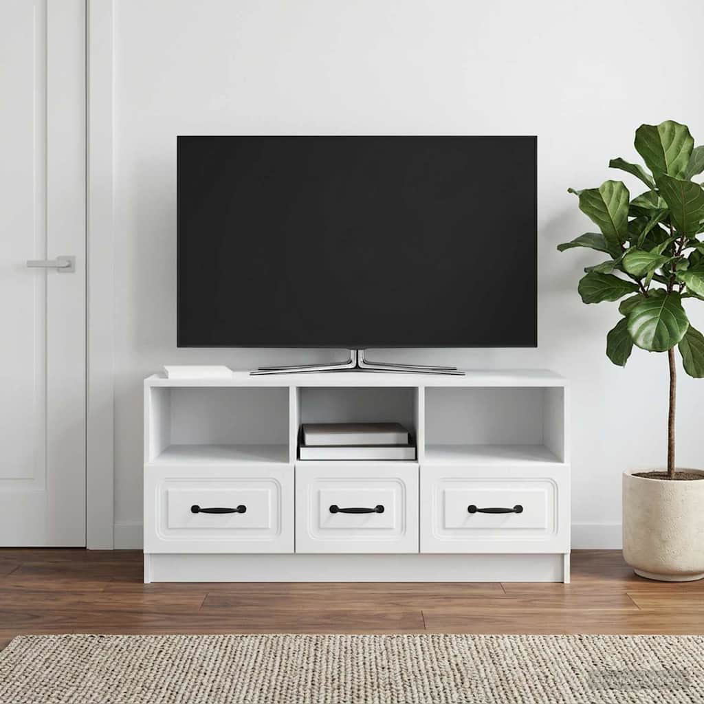 vidaXL TV Kast met lade Wit 102 x 34,5 x 47 cm Bewerkt hout
