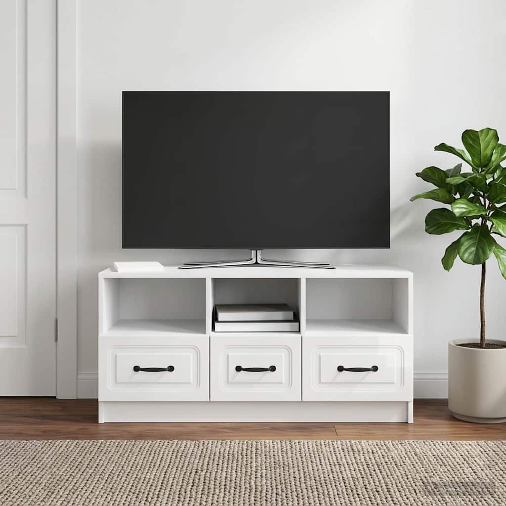 vidaXL TV Kast met lade Wit 102 x 34,5 x 47 cm Bewerkt hout