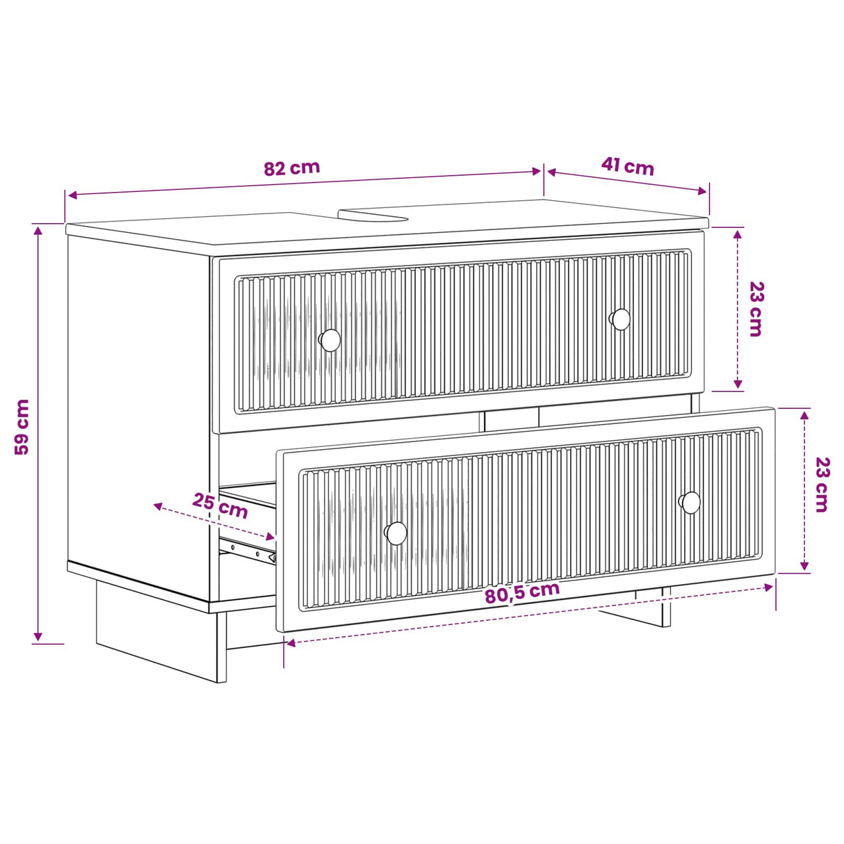 vidaXL EDE Bathroom Vanity Unit White 82 x 41 x 59 cm