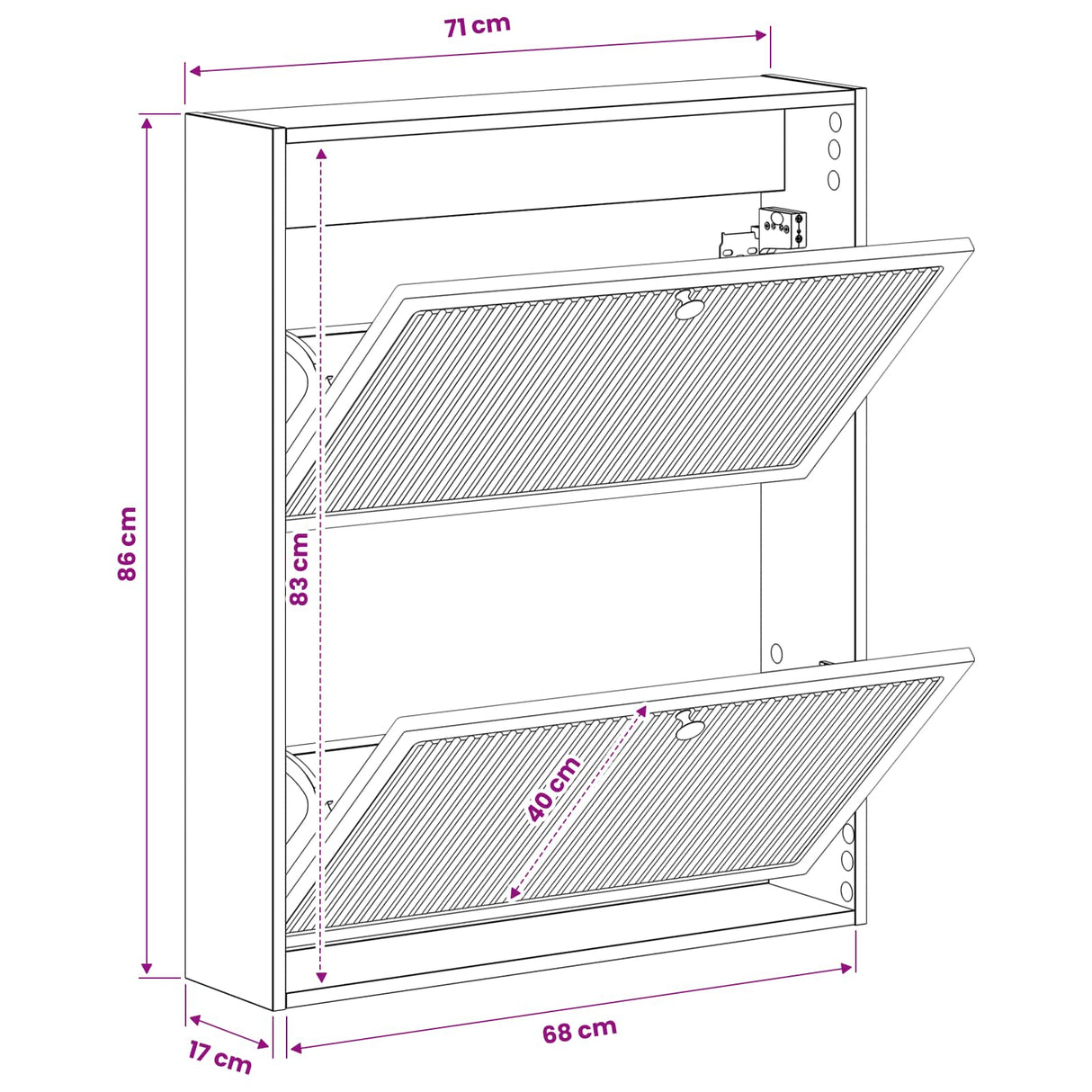 vidaXL Wandgemonteerde Schoenenkast EDE 71 x 17 x 86 cm Bewerkt hout