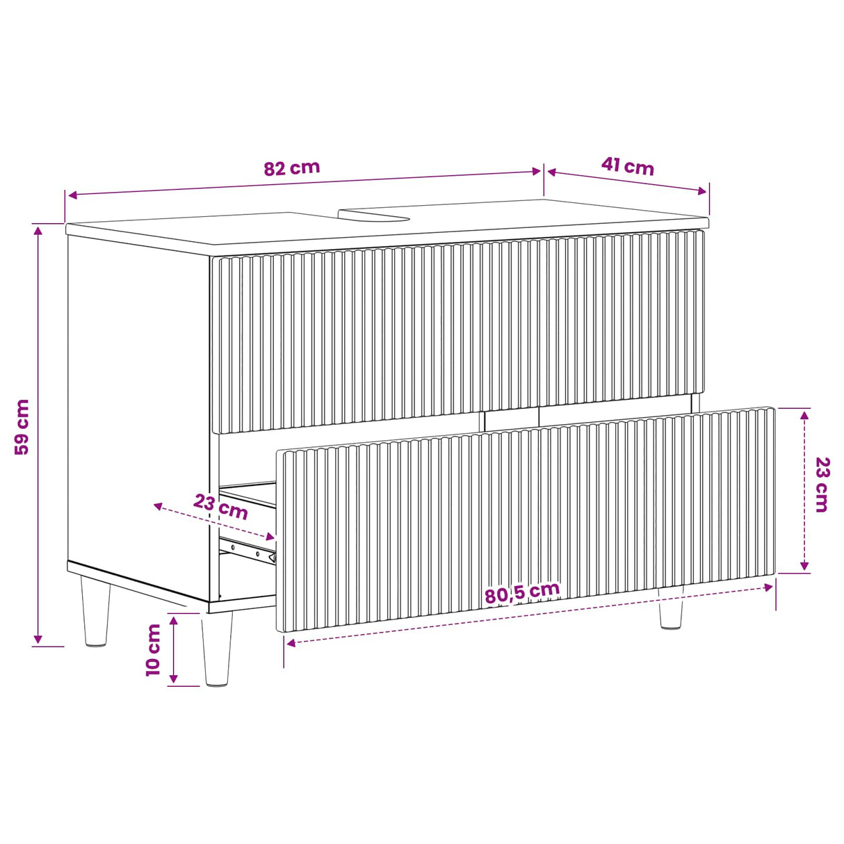vidaXL Washbasin cabinet for the bathroom ARNHEM White 82 x 41 x 59 cm