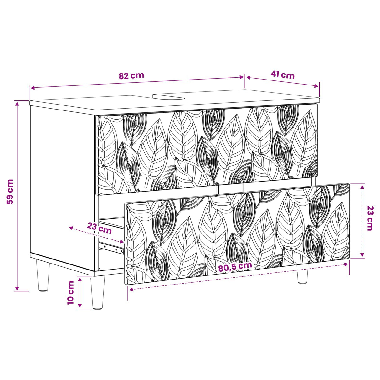 vidaXL Wastafel kabinet voor de badkamer DELFT Wit 82 x 41 x 59 cm