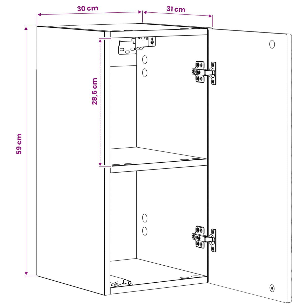 vidaXL Badkamer wandkast DELFT Wit 30 x 31 x 59 cm Bewerkt hout
