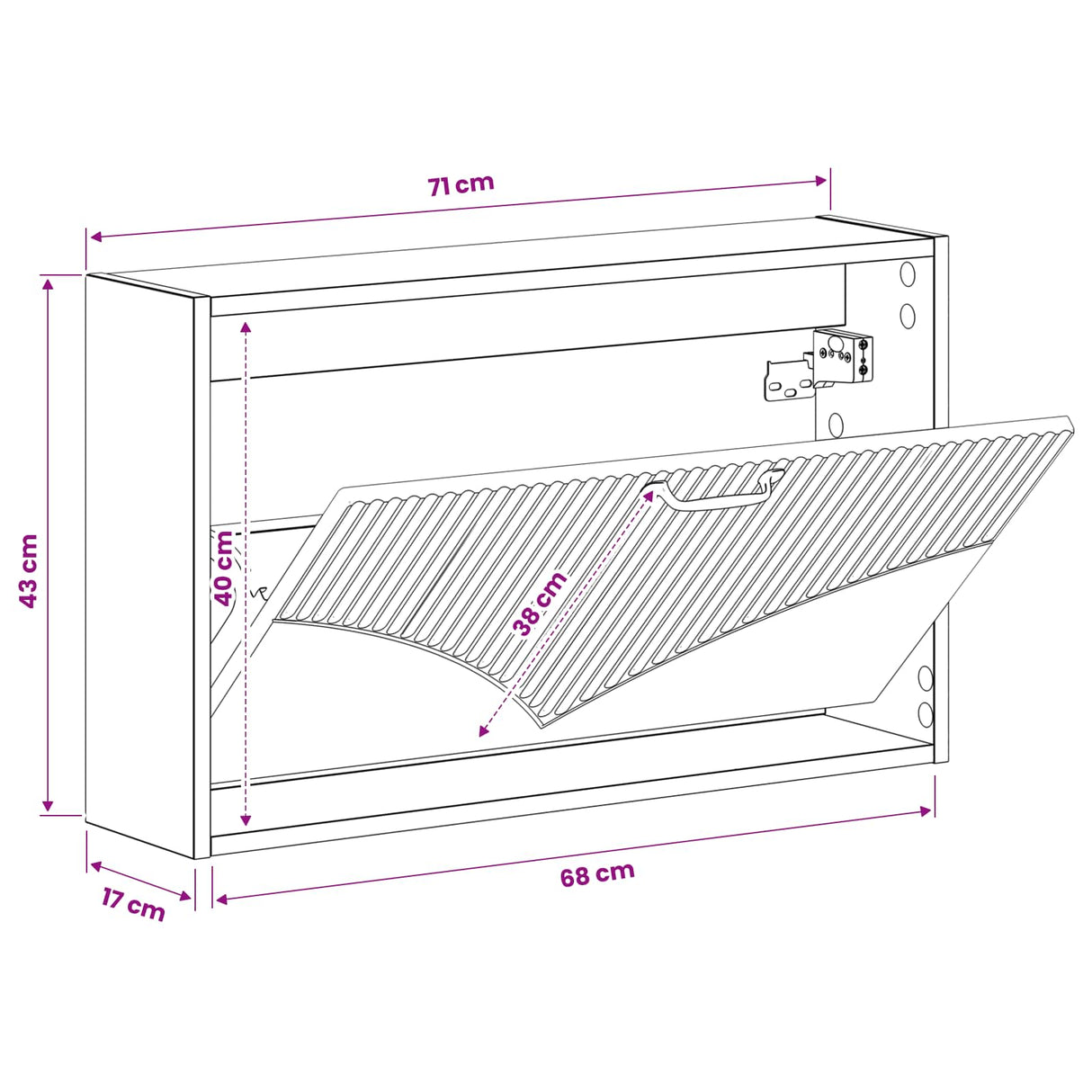 vidaXL Wandgemonteerde Schoenenkast HOORN 71 x 17 x 43 cm Bewerkt hout