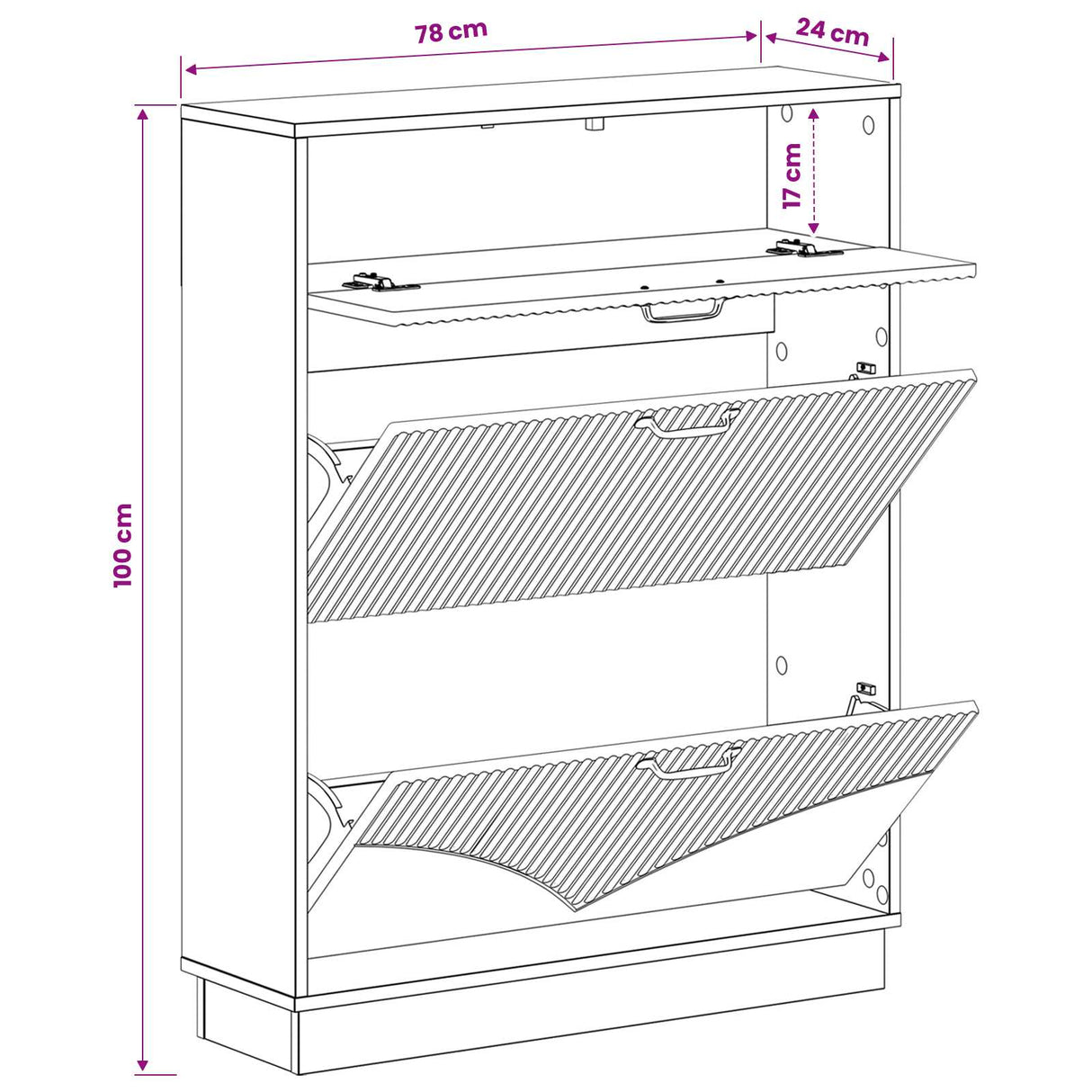 vidaXL Schoenenkast HOORN 78 x 24 x 100 cm Bewerkt hout Wit