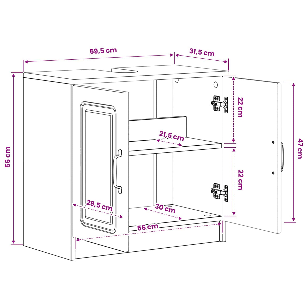 vidaXL Wastafel kabinet voor de badkamer UTRECHT Wit