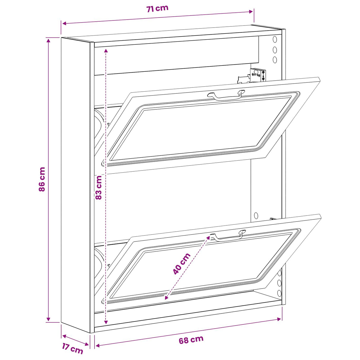 vidaXL Wandgemonteerde Schoenenkast UTRECHT 71 x 17 x 86 cm Wit