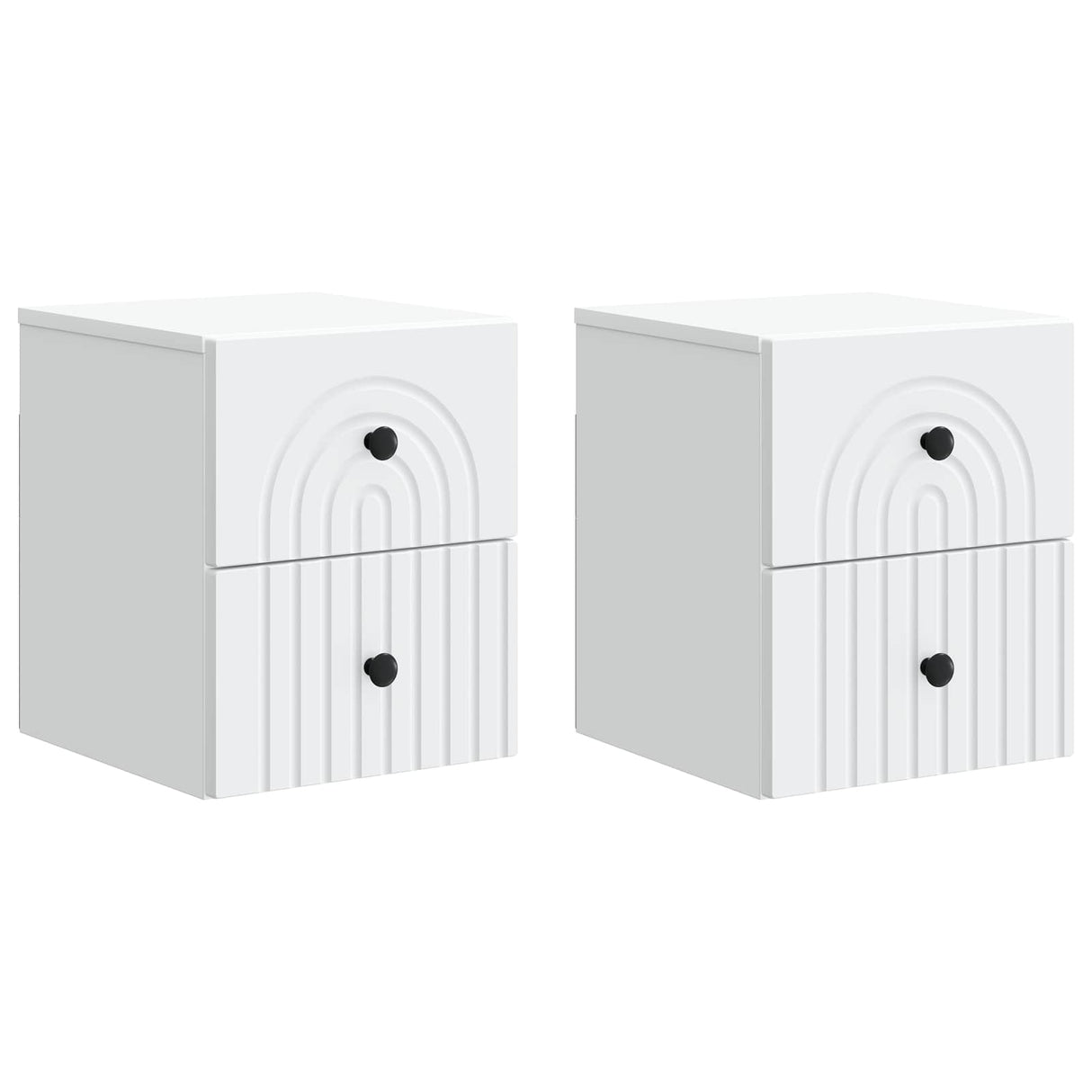 vidaXL Muurbevestigde Nachttafel met lade 2 pcs Wit 33 x 34,5 x 40 cm