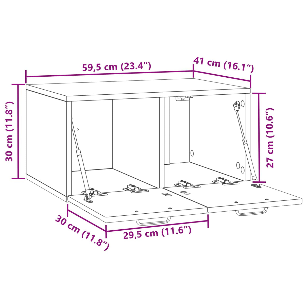 vidaXL Wall-Mounted TV Cabinet White 59.5x41x30 cm Engineered Wood