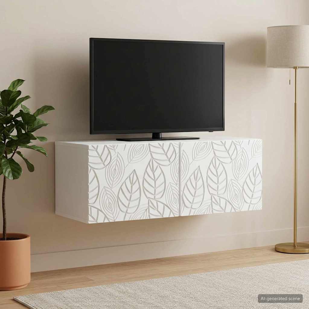 vidaXL Wall-Mounted TV Cabinet 59.5x41x30 cm White Engineered Wood