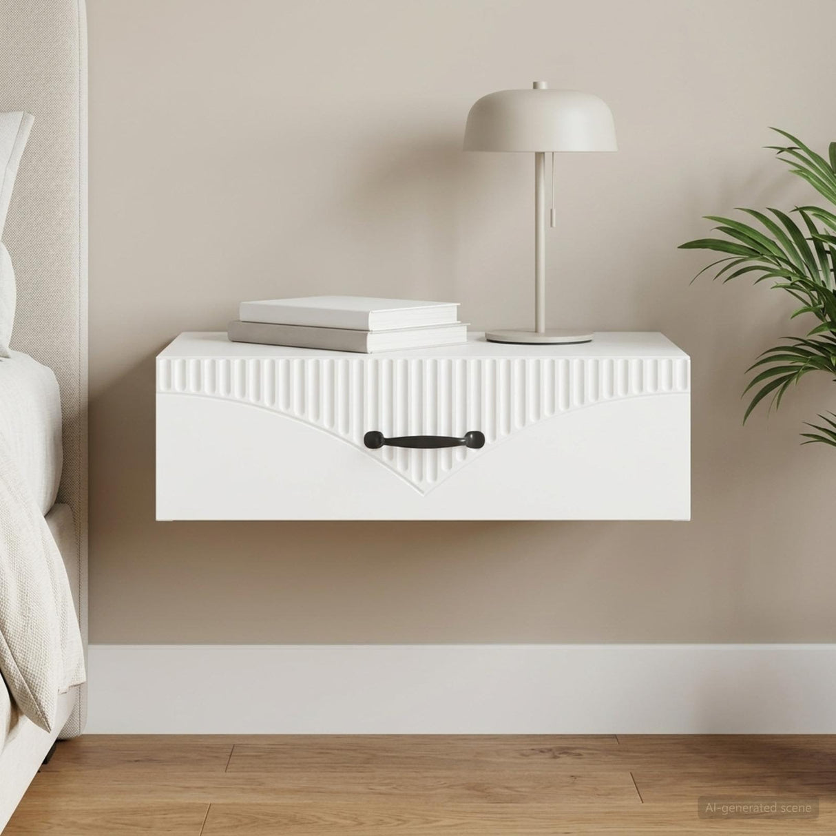 vidaXL Wall-Mounted Side Table White 59 x 34.5 x 17 cm Engineered Wood
