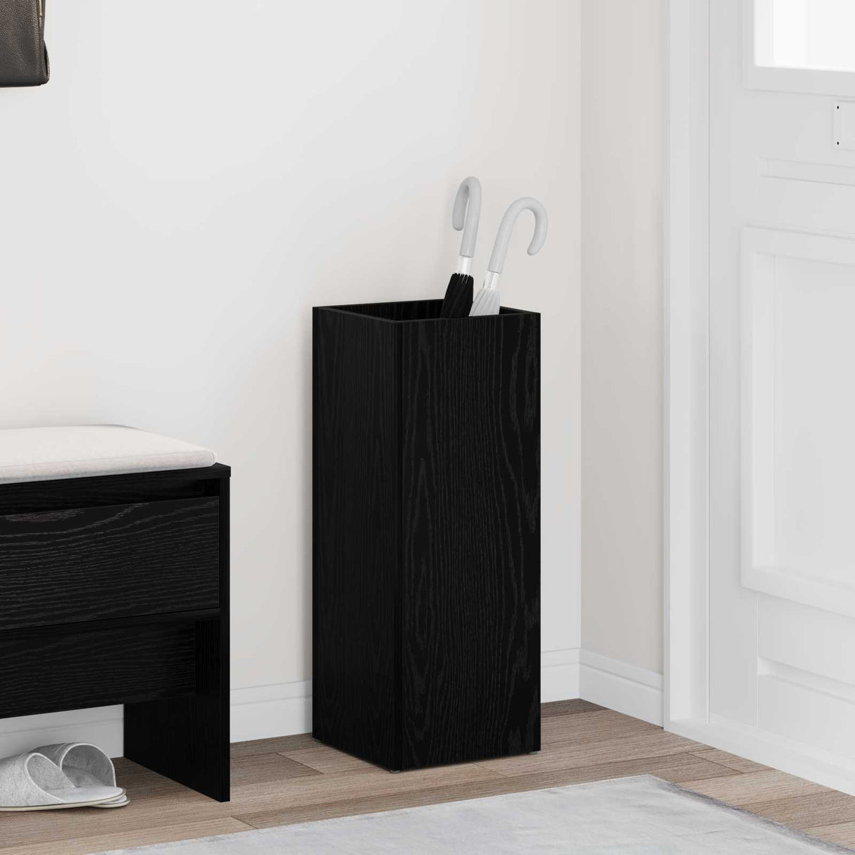 vidaXL Opslaghaak & Rek Zwart Eiken 25 x 24,5 x 64 cm Bewerkt hout