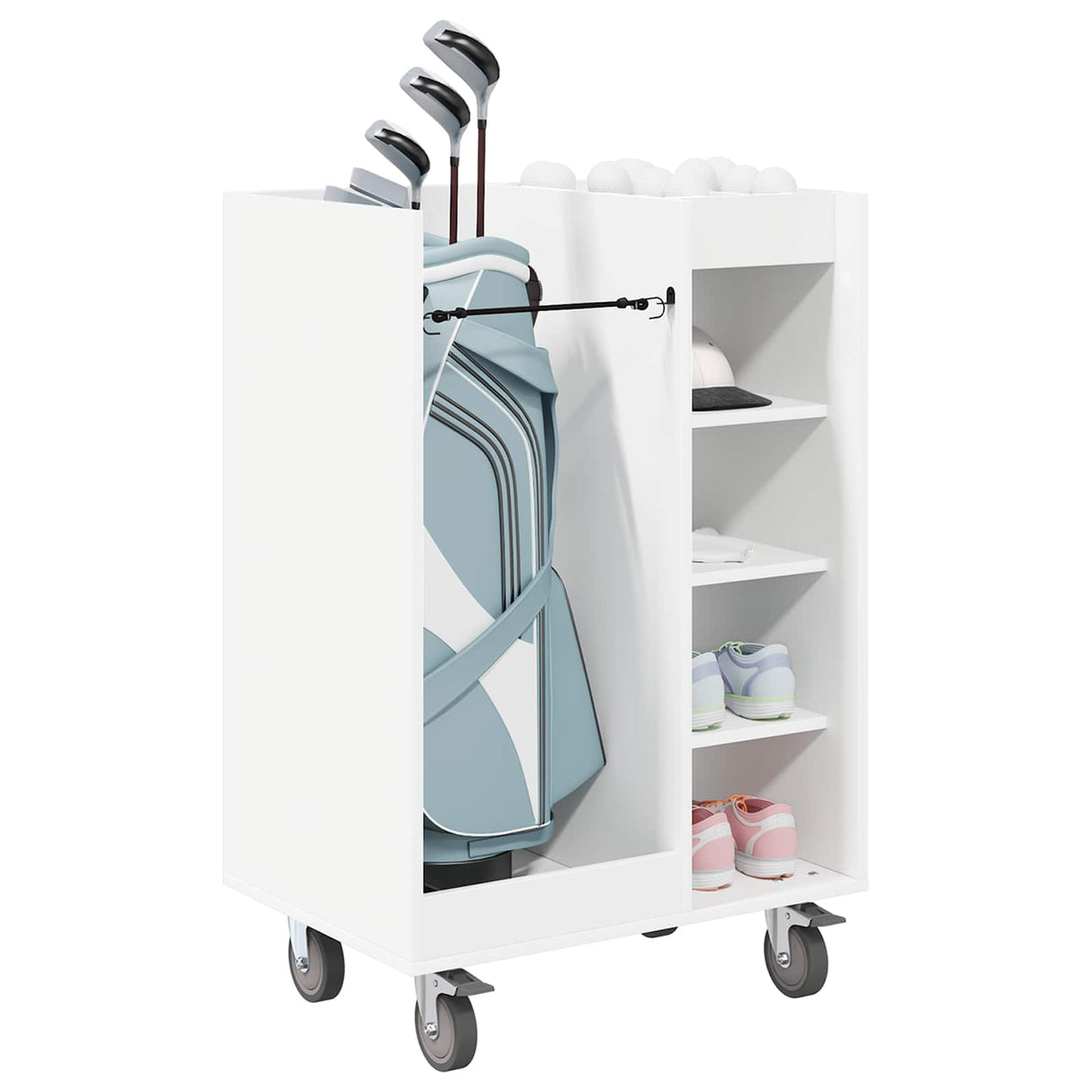 vidaXL Golfkast met wiel Effen Wit 65 x 45 x 98 cm