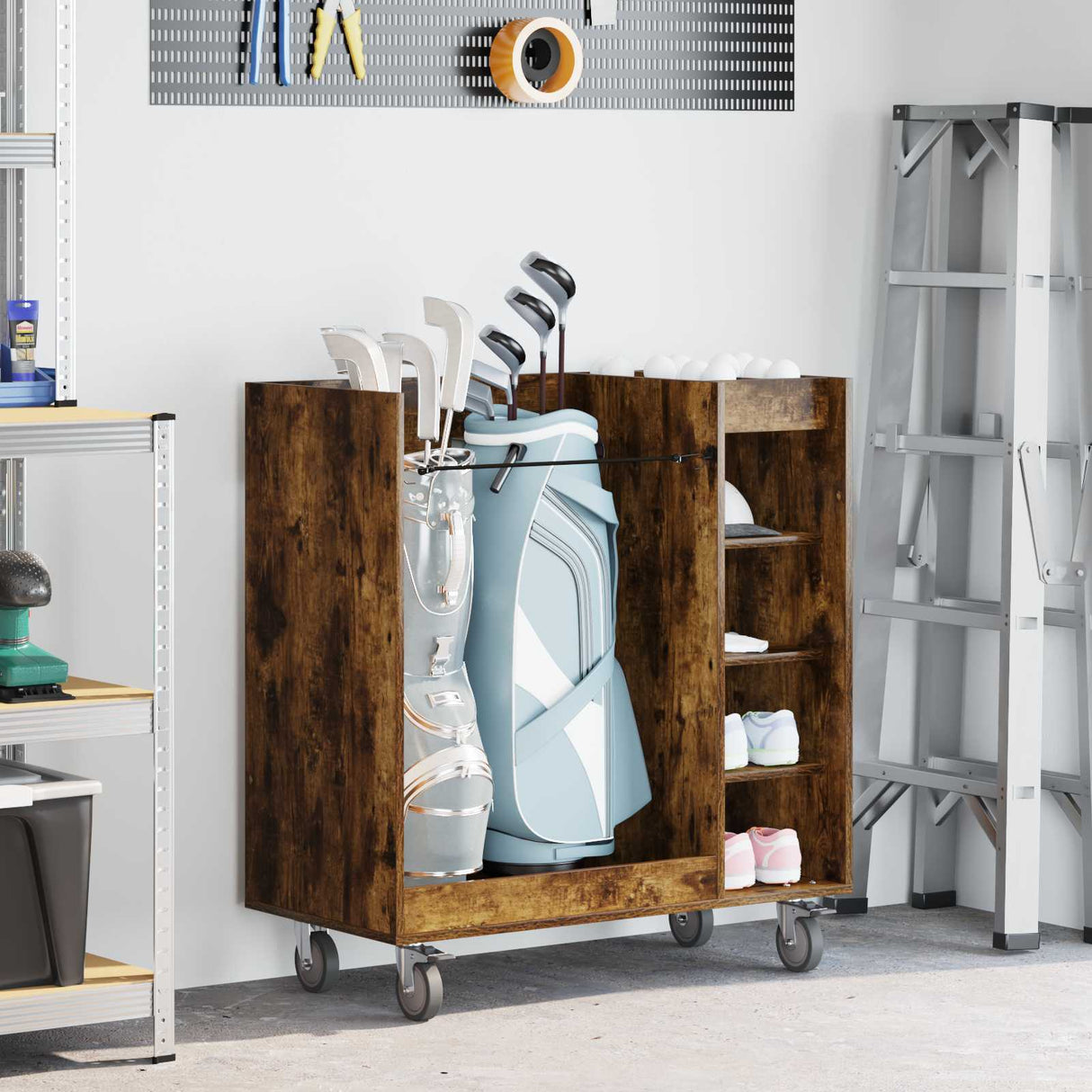 vidaXL Golfkast met wiel Effen Wit 65 x 45 x 98 cm