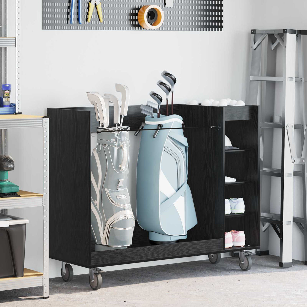 vidaXL Golfkast met wiel Effen Wit 65 x 45 x 98 cm