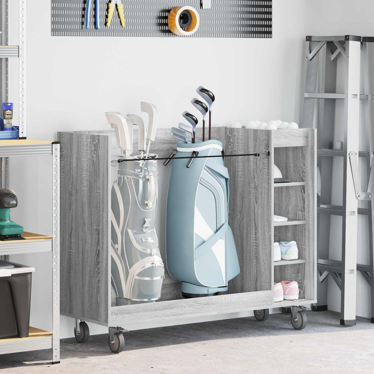 vidaXL Golfkast met wiel Effen Wit 65 x 45 x 98 cm
