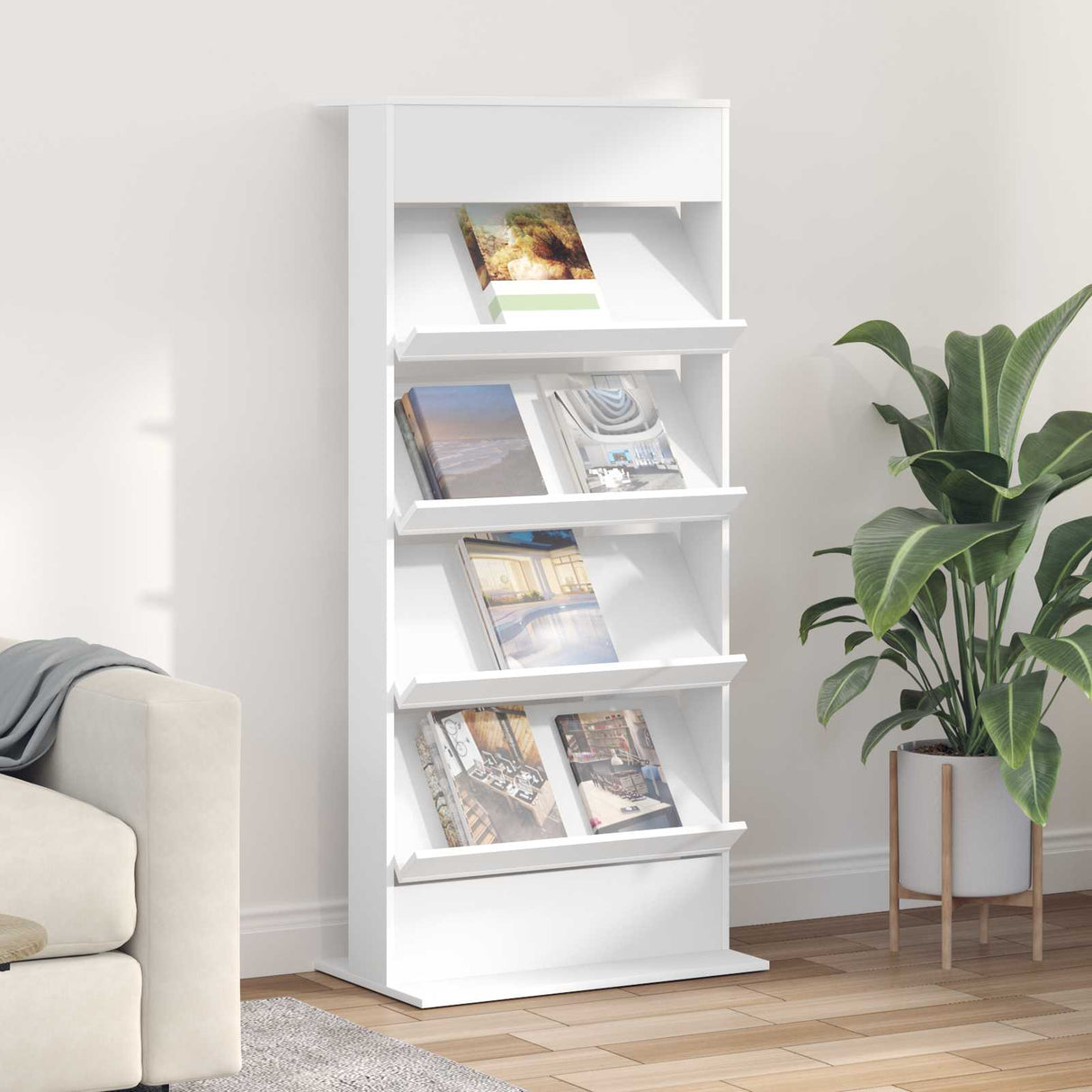 vidaXL Tijdschriftenrek Zwart Eiken 70 x 41 x 156 cm Bewerkt hout