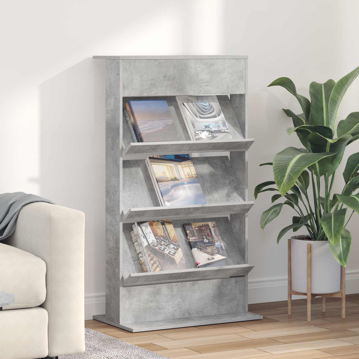 vidaXL Tijdschriftenrek Zwart Eiken 70 x 41 x 156 cm Bewerkt hout