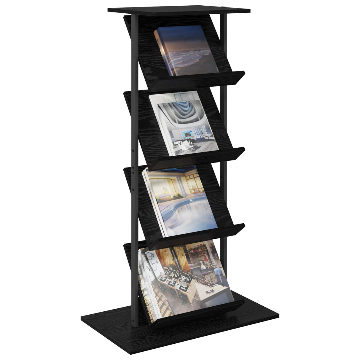 vidaXL Tijdschriftenrek Zwart Eiken 68 x 40 x 123.5 cm Bewerkt hout