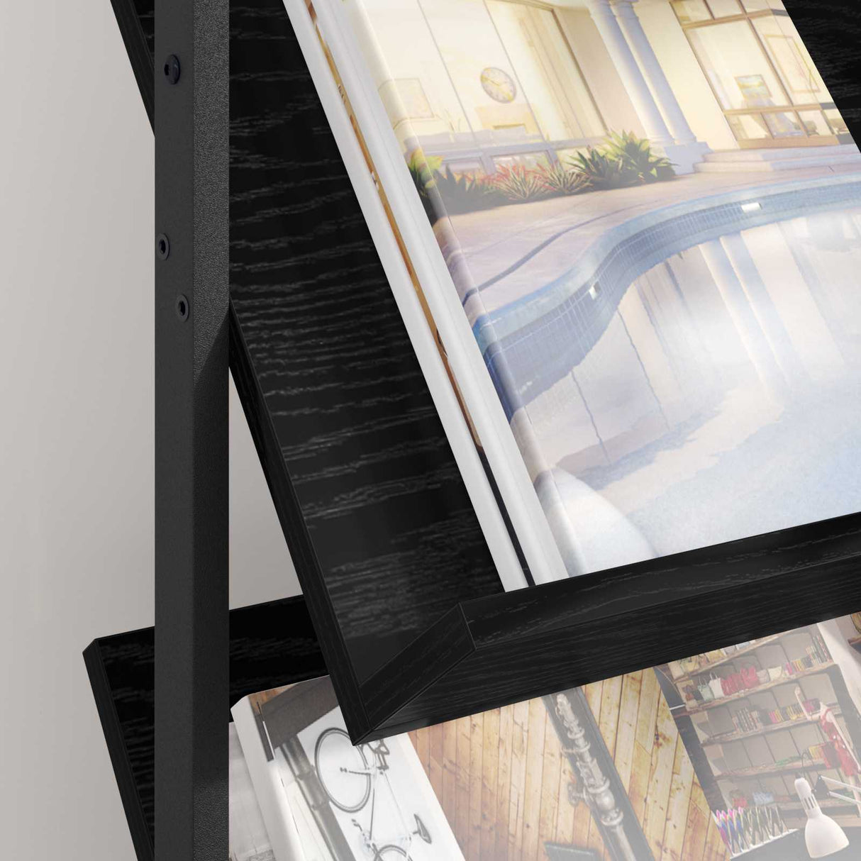vidaXL Tijdschriftenrek Zwart Eiken 68 x 40 x 123.5 cm Bewerkt hout