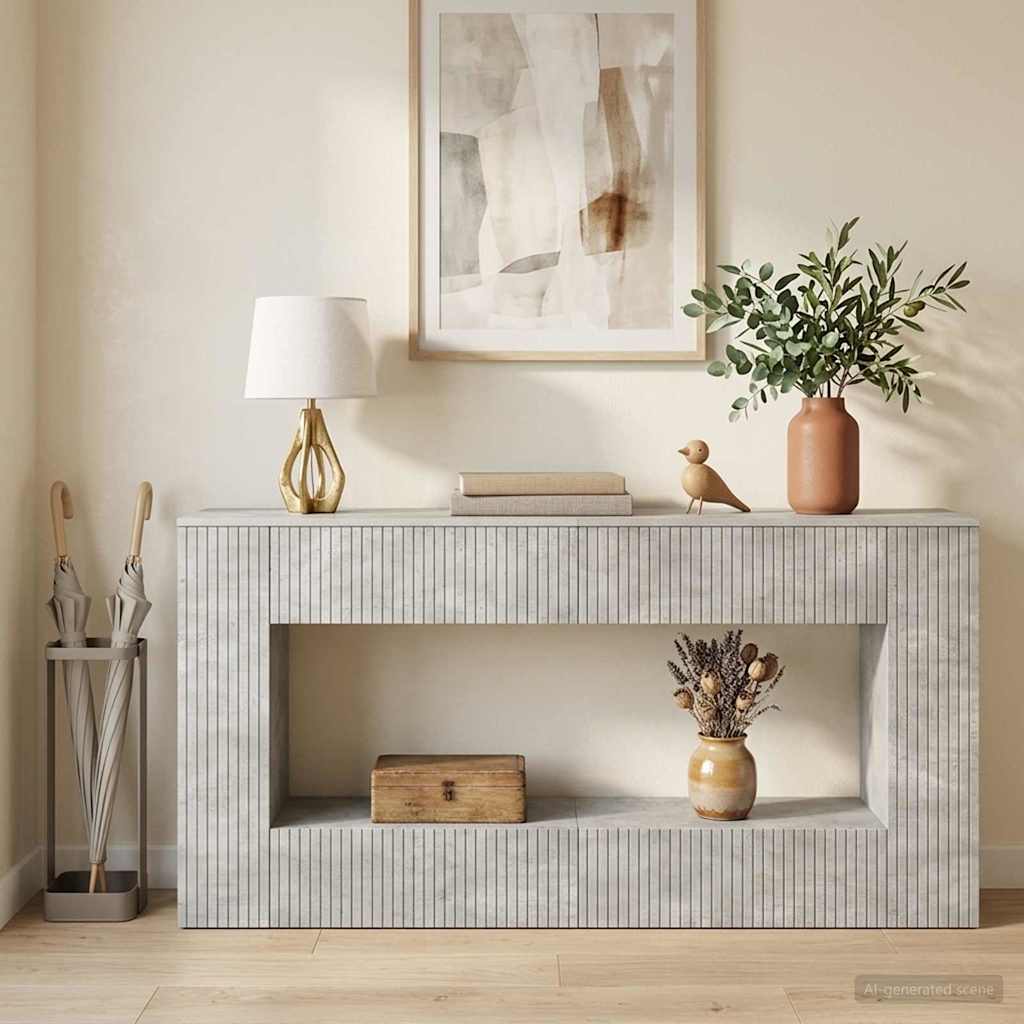 vidaXL Wandtafel Gestreept Wit 101 x 29 x 74 cm Geconstrueerd hout
