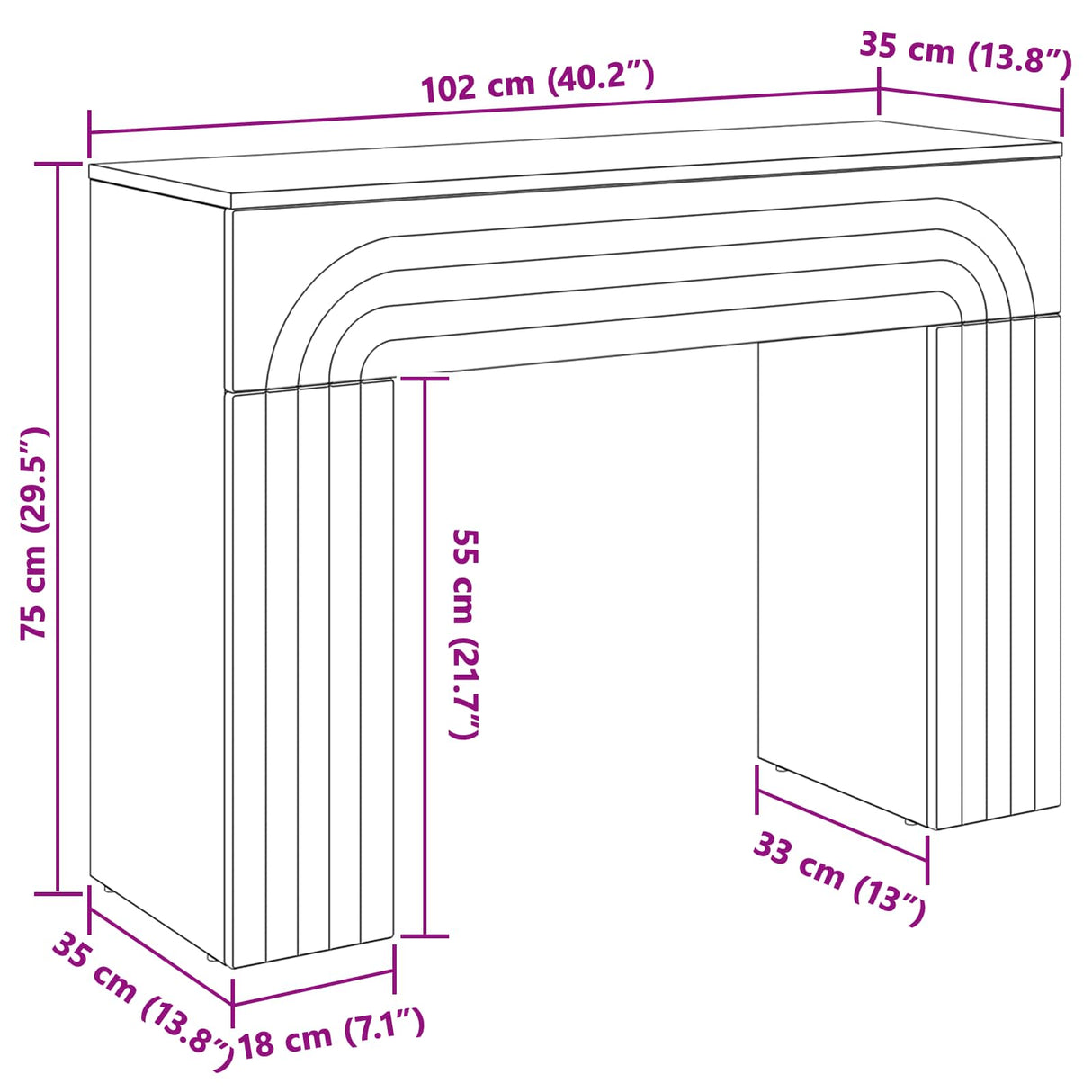 vidaXL Salontafel Wit 102 x 35 x 75 cm Bewerkt hout