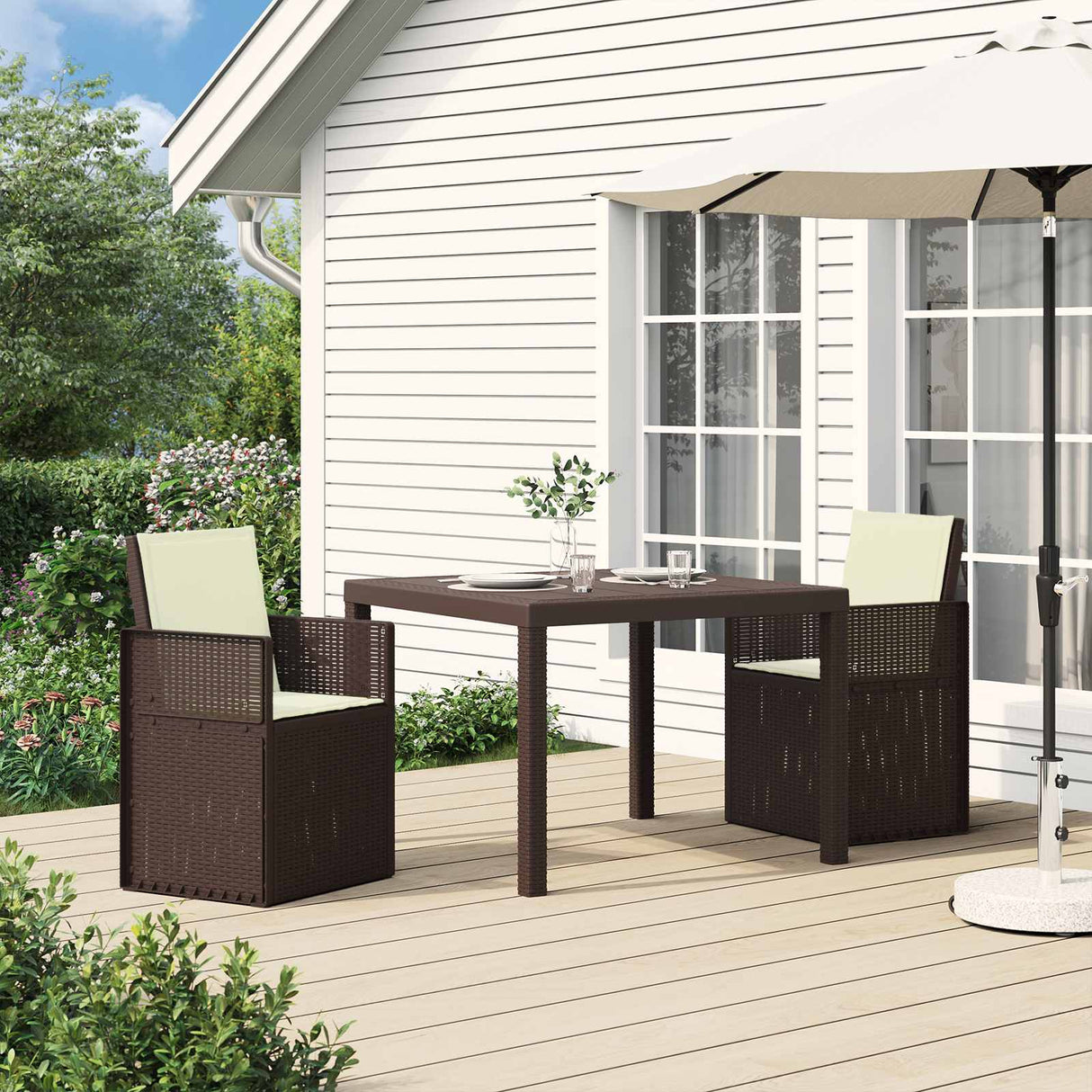 vidaXL Garden Chairs 2 pcs White and Light Grey PP