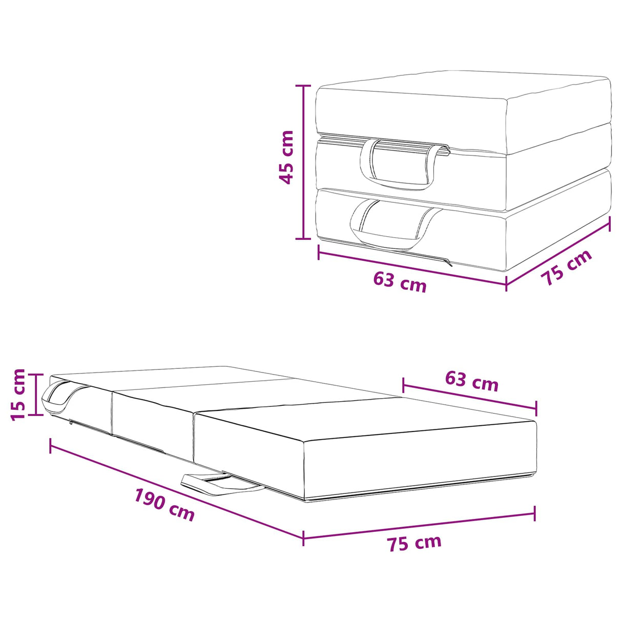 vidaXL Vouwbare Sofa Bed 75 x 63 x 45 cm Lichtgrijs
