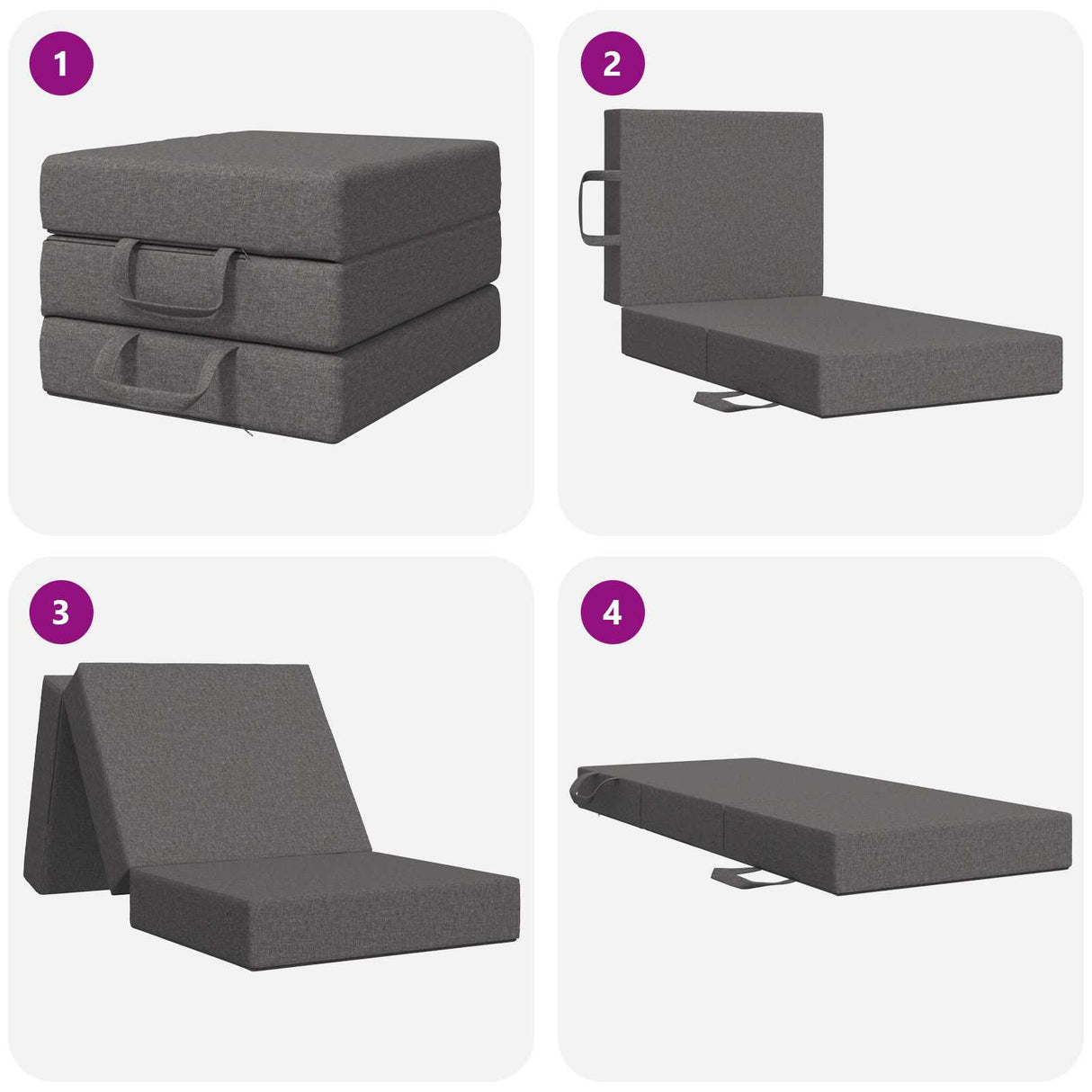 vidaXL Vouwbare Sofa Bed 75 x 63 x 45 cm Lichtgrijs