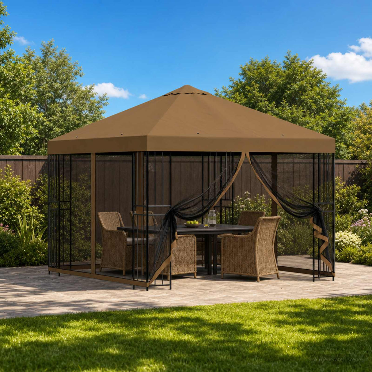 vidaXL Prieel 3 x 3 m Beige Polyester en Staal 190 gsm