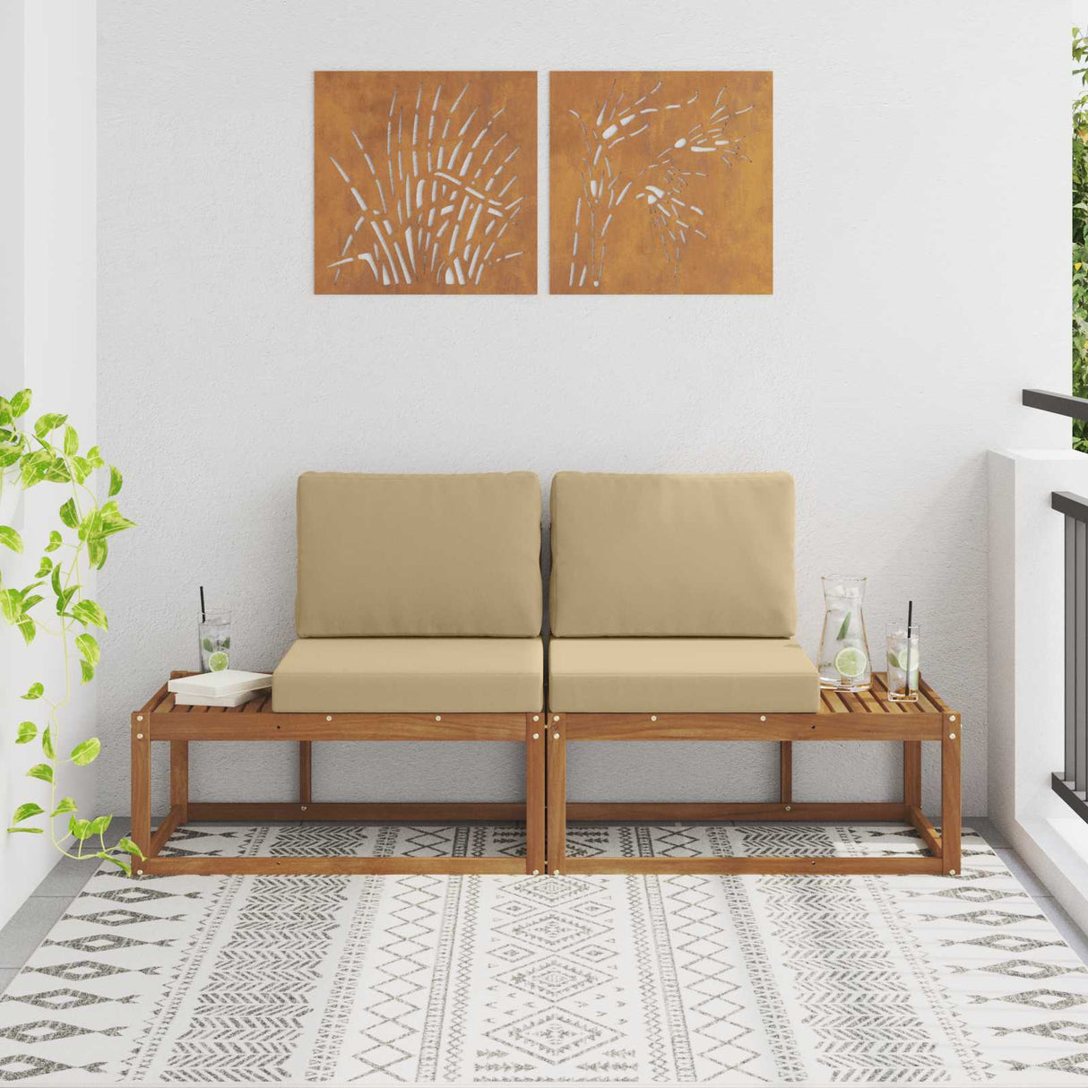 vidaXL Buiten Midden Sofa Massief Acacia Hout Naturel