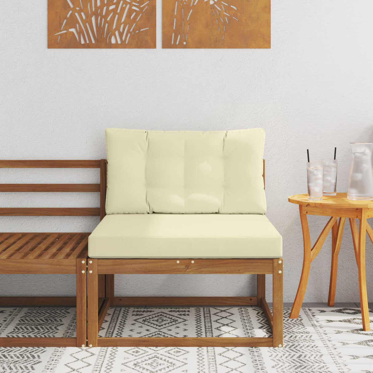 vidaXL Outdoor Ottoman Solid Acacia Wood Natural