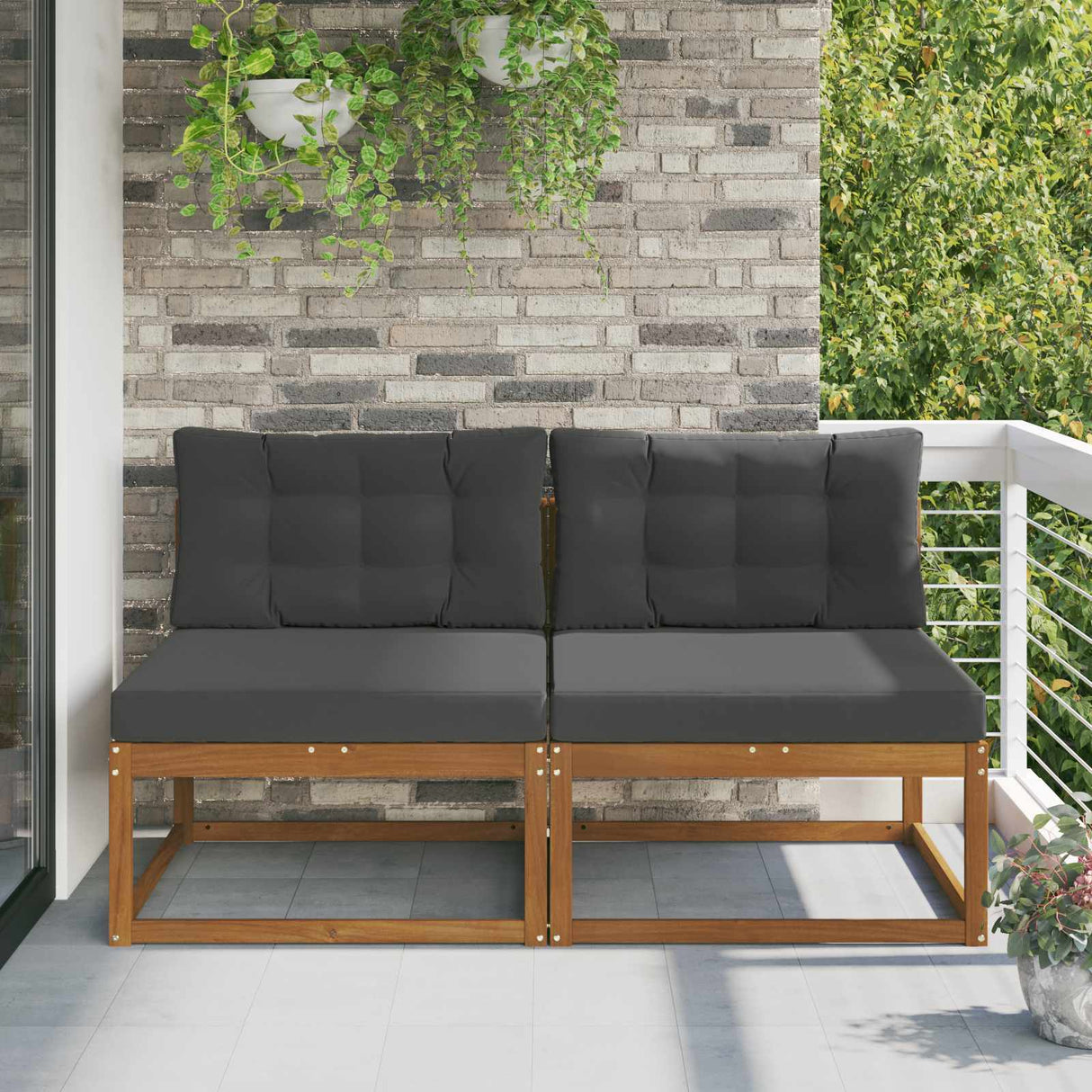 vidaXL Outdoor Ottoman Solid Acacia Wood Natural