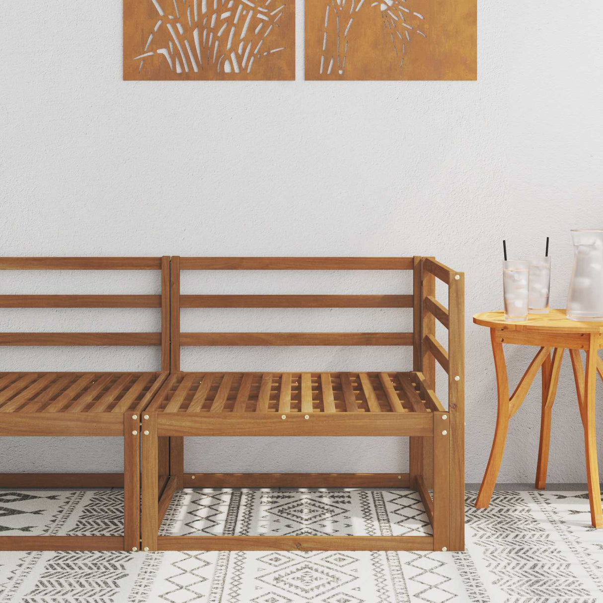 vidaXL Outdoor Ottoman Solid Acacia Wood Natural