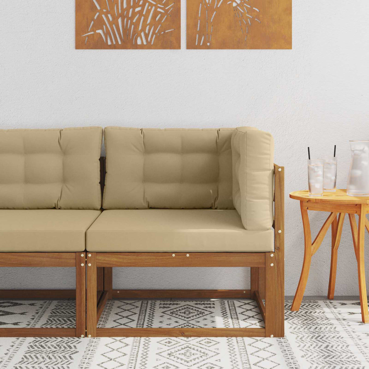 vidaXL Outdoor Ottoman Solid Acacia Wood Natural